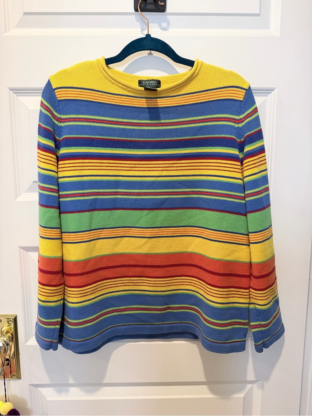 Lauren Ralph Lauren 100% Cotton multicolor striped pullover sweater